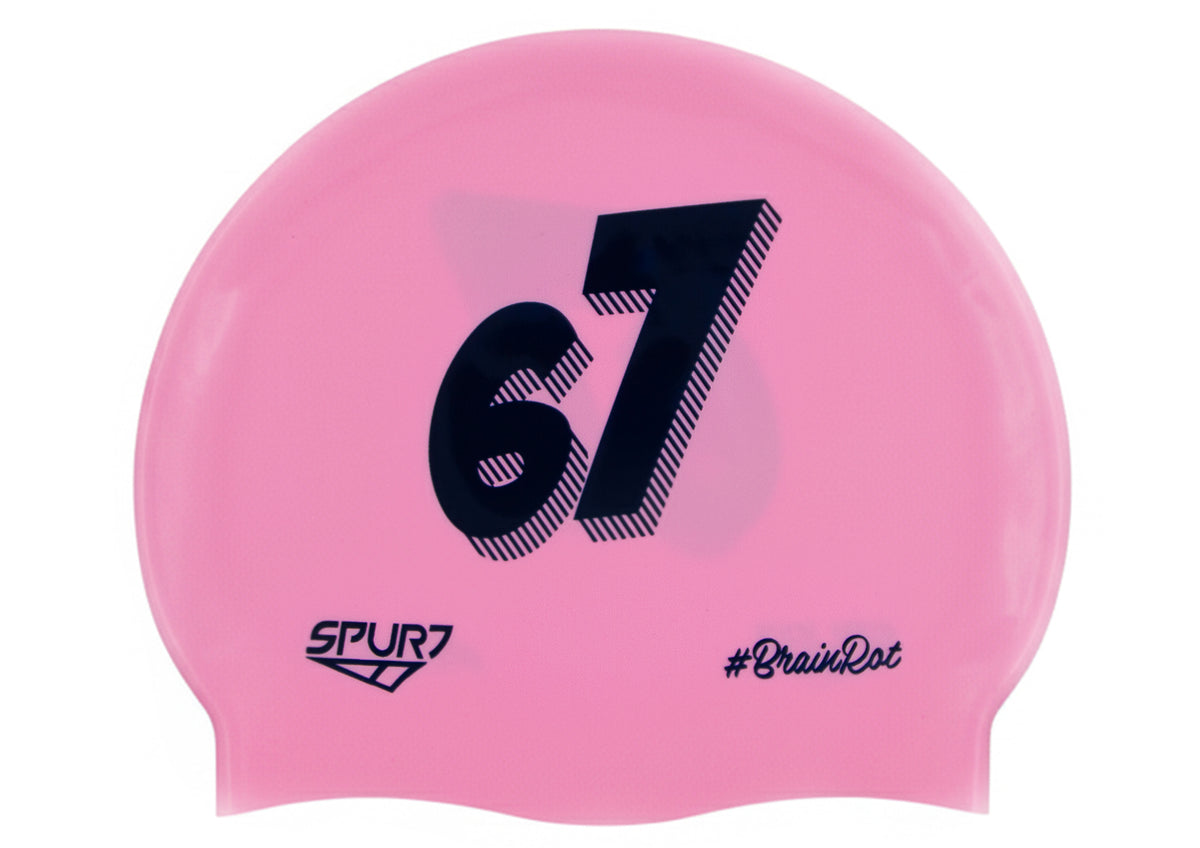 BrainRot 67 on F239 Light Pink Spurt Silicone Swim Cap