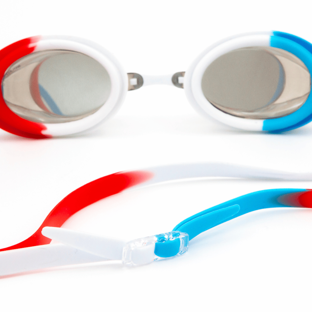 Spurt Hydro R8 Senior Goggle in White, Red and Sky Blue with Mirror Silver Lens and Light Tint