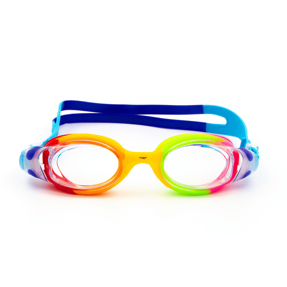 Spurt Jellyfish UCS03 Senior Goggle in Red, Orange, Yellow, Neon Green, Light Pink, Blue Violet and Sky Blue with Clear Lens