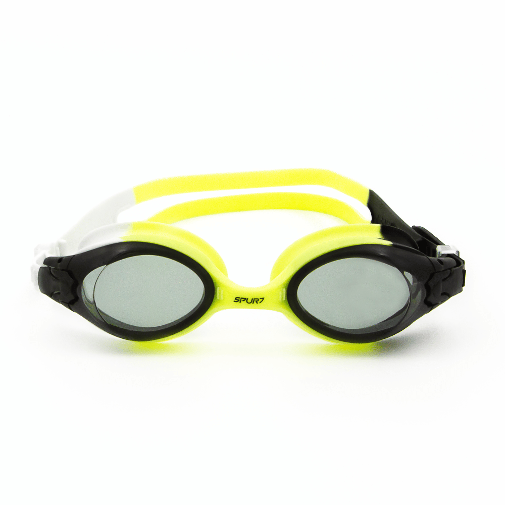 Spurt Flow UCS Senior Goggle in Neon Yellow, Black and White with Smoke Lens and Medium Tint
