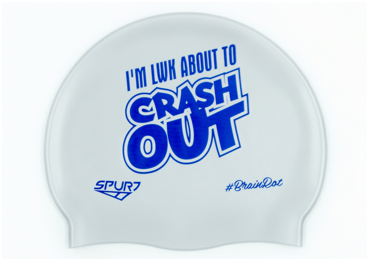 BrainRot I'm Lwk About to Crash Out on Sd11 Silver Spurt Silicone Swim Cap