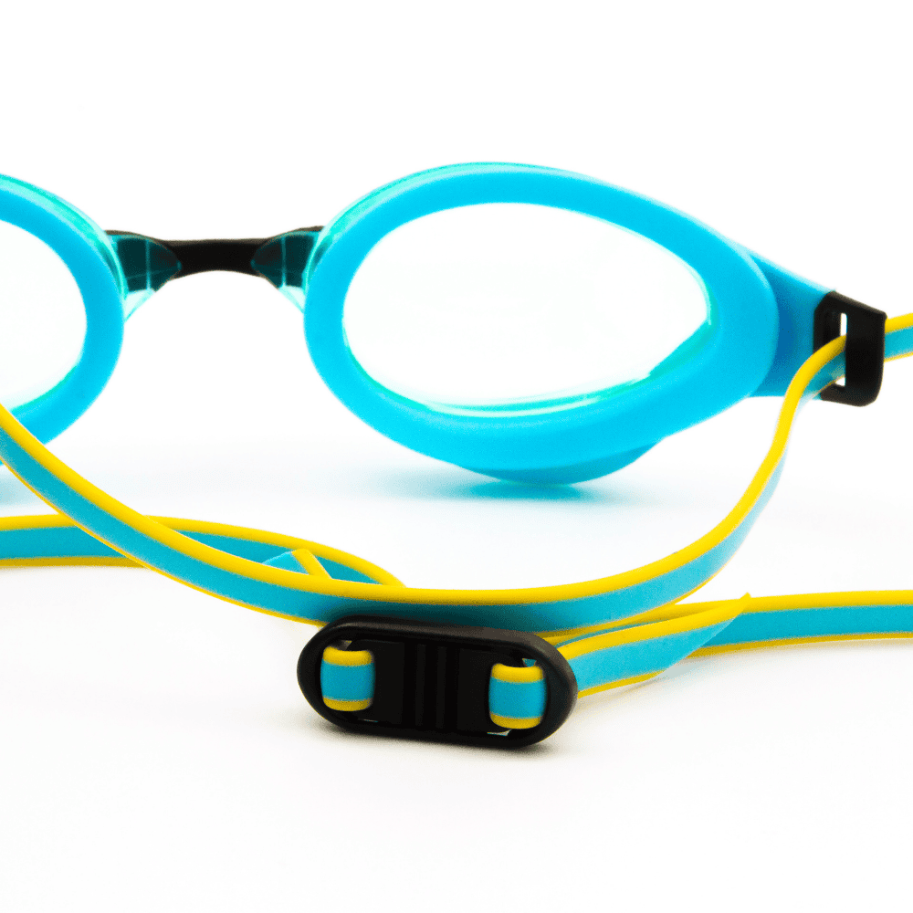 Spurt Aqua Evolution Racer SW300 Senior Goggle in Turquoise and Yellow with Light Aquamarine Lens and Light Tint