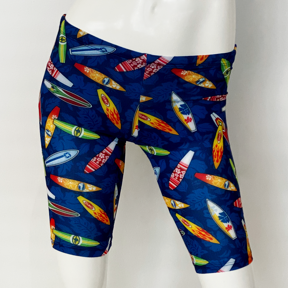 Extra Life Jammer Swimsuit in Full Print Navy with Surfboards
