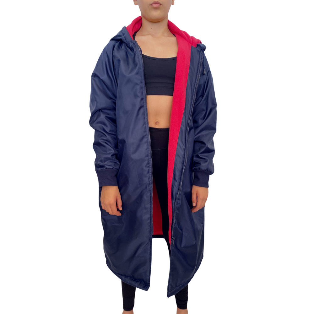 Parka Jacket in Navy with Cerise Pink Inner