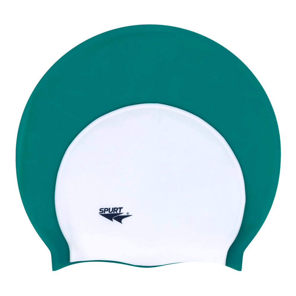 Old Style Big Hair Plain Xlarge Turquoise Green Silicone Swim Cap