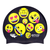 Emoji Repeated Faces on SB14 Metallic Black Spurt Silicone Swim Cap
