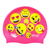 Emoji Repeated Faces on SC16 Neon Pink Spurt Silicone Swim Cap