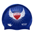 Emoji Red Heart with Wings on SE25 Dark Blue Spurt Silicone Swim Cap