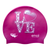 Emoji LOVE Staggered Letters on SH87 Dark Pink Spurt Silicone Swim Cap