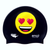 Emoji Laughing with Heart Eyes on SB14 Metallic Black Spurt Silicone Swim Cap