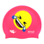 Emoji Laughing with Tears Tilted on SC16 Neon Pink Spurt Silicone Swim Cap