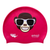 Emoji Monkey Grinning with Sunglasses on F204 Dark Cerise Spurt Silicone Swim Cap