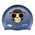 Emoji Monkey Grinning with Sunglasses on SD17 Gun Metal Blue Spurt Silicone Swim Cap