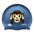 Emoji Monkey Hear No Evil on SD17 Gun Metal Blue Spurt Silicone Swim Cap