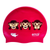 Emoji Monkeys Hear, See and Speak No Evil on F204 Dark Cerise Spurt Silicone Swim Cap