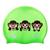 Emoji Monkeys Hear, See and Speak No Evil on F233 Neon Green Spurt Silicone Swim Cap