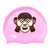 Emoji Monkey See No Evil on F239 Light Pink Spurt Silicone Swim Cap