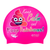 Emoji Pooh and Keep Calm in Rainbow on SC16 Neon Pink Spurt Silicone Swim Cap
