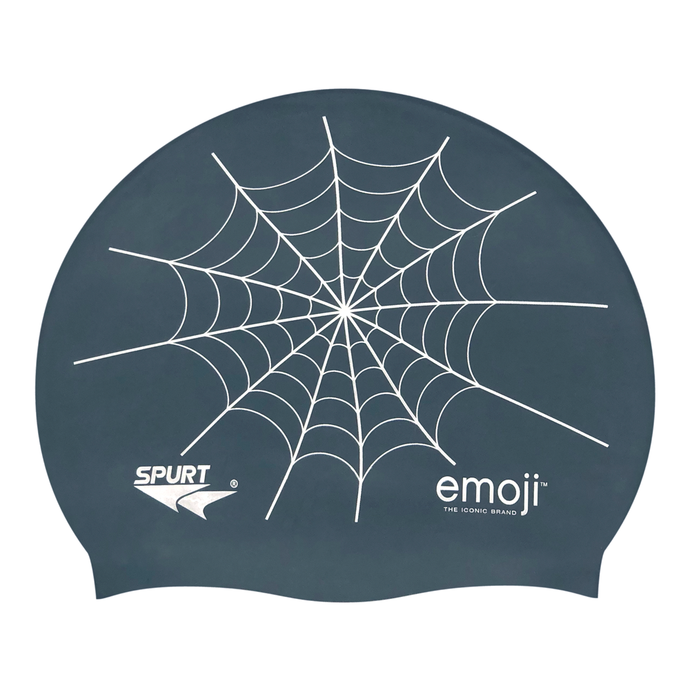 Emoji Spider Web on F210 Dark Grey Spurt Silicone Swim Cap