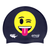 Emoji Winking with Tongue Out on SB14 Metallic Black Spurt Silicone Swim Cap
