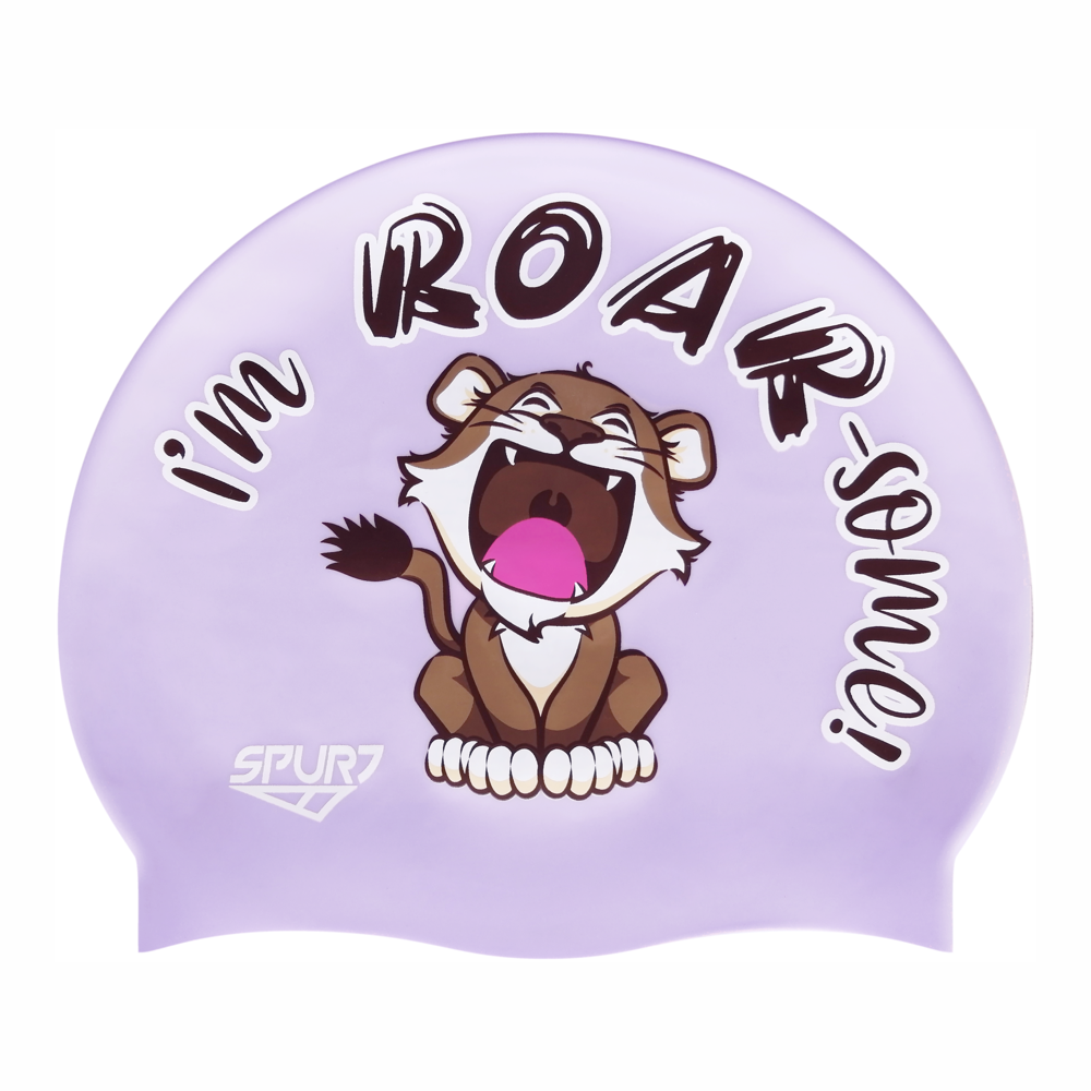I'm ROAR-some! Lion Cub on F240 Pale Violet Spurt Silicone Swim Cap