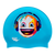 Laughing with Headphones Scratchy Design on F230 Light Sky Blue Spurt Silicone Swim Cap