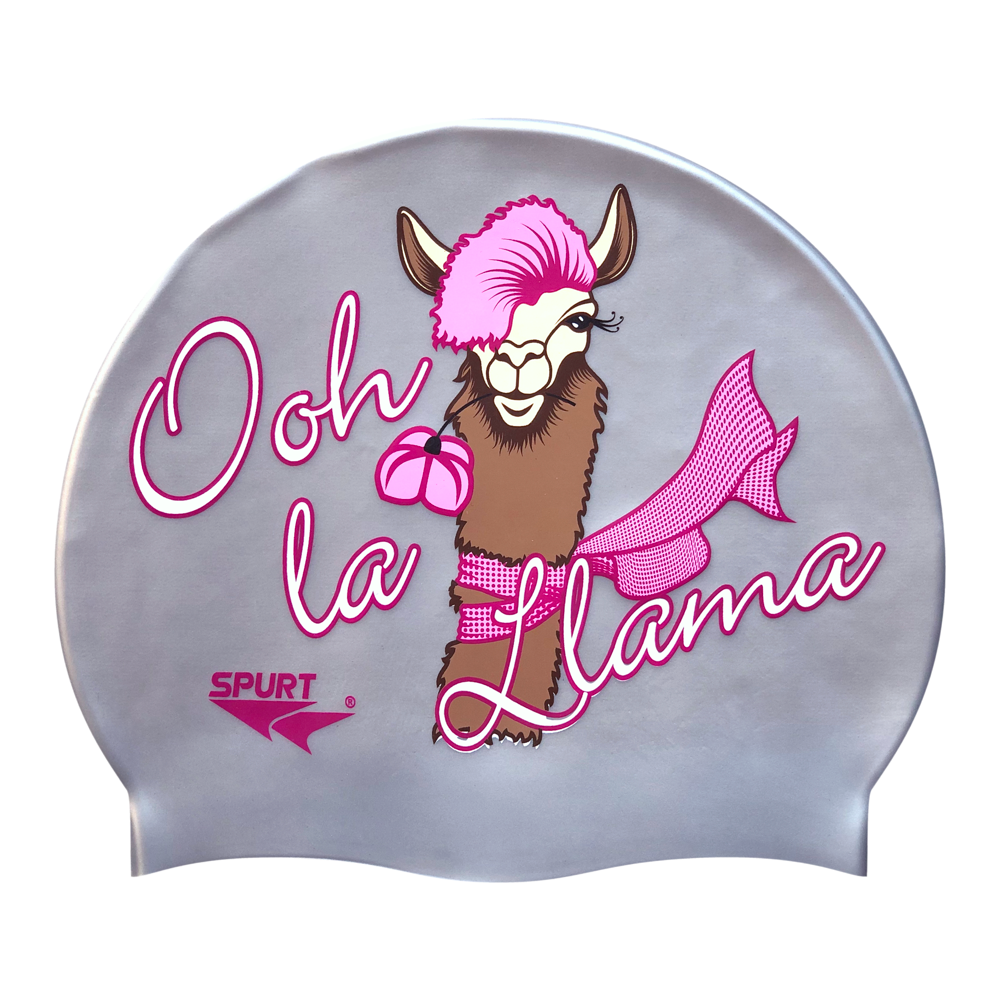 Llama and Ooh-la Llama on SD11 Silver Spurt Silicone Swim Cap