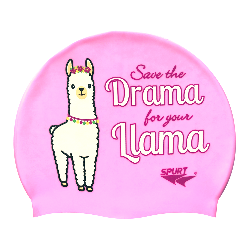 Llama and Save the Drama on F239 Light Pink Spurt Silicone Swim Cap