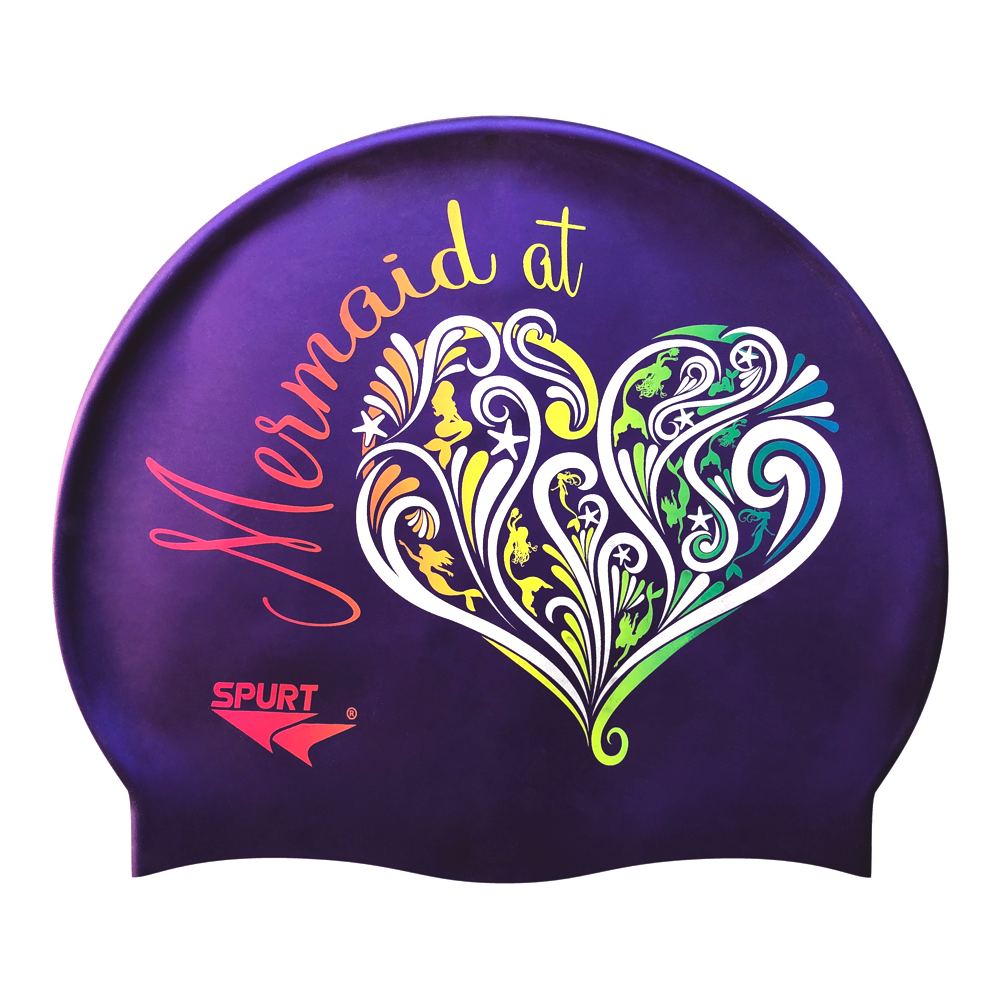 Mermaid at Heart on SH73 Royal Purple Spurt Silicone Swim Cap