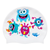 Scattered Cute Monsters on F211 Cool White Spurt Silicone Swim Cap
