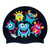 Scattered Cute Monsters on SB14 Metallic Black Junior Spurt Silicone Swim Cap