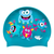 Scattered Cute Monsters on SD24 Turquoise Green Spurt Silicone Swim Cap