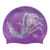 Sketched Mermaid in Swirls on SB18 Violet Spurt Silicone Swim Cap