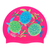 Tribal Turtles and Seaweed on F215 Bright Pink Spurt Silicone Swim Cap