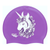 Unicorn with Stars and Hearts in Mane on SB18 Violet Spurt Silicone Swim Cap
