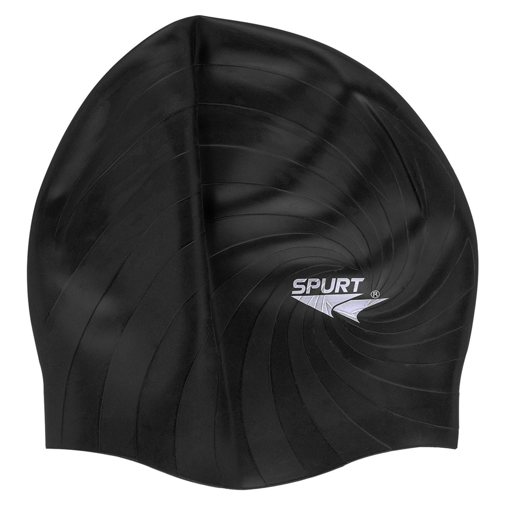 Hurricane Embossed Design SB14 Metallic Black Spurt Silicone Swim Cap