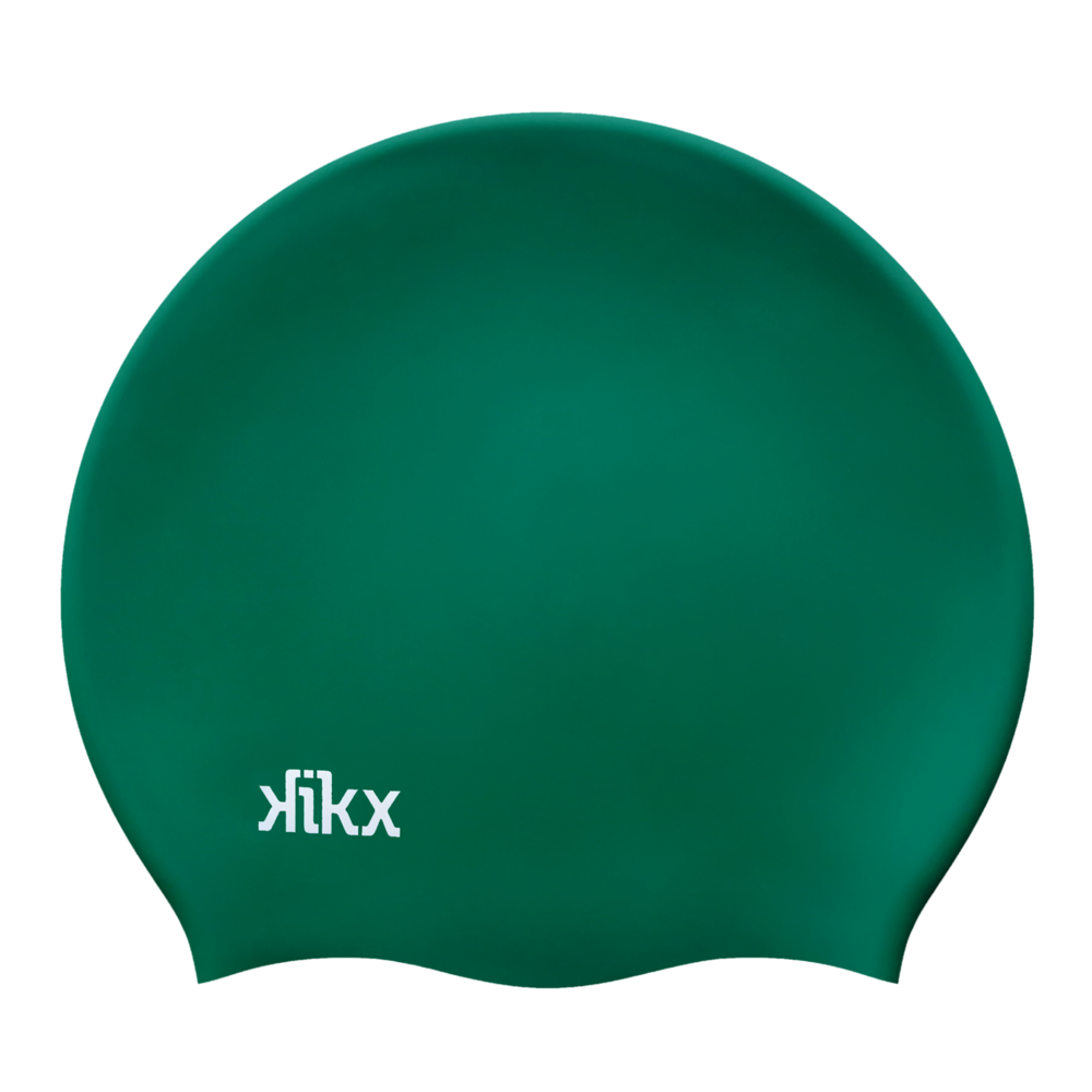 Kikx Big Hair Plain Medium Dark Green Matte Silicone Swim Cap