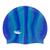 Spurt Multi-Colour Plain MI142 Dark Blue and Turquoise Green Vertical Stripes Silicone Swim Cap
