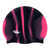 Spurt Multi-Colour Plain MI145 Neon Pink and Black Vertical Stripes Silicone Swim Cap