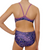 Extra Life Thin Strap Swimsuit in Distorted Honeycomb in Purples on Black and Plum Straps