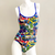 Extra Life Thin Strap Swimsuit in Full Print Graffiti on White