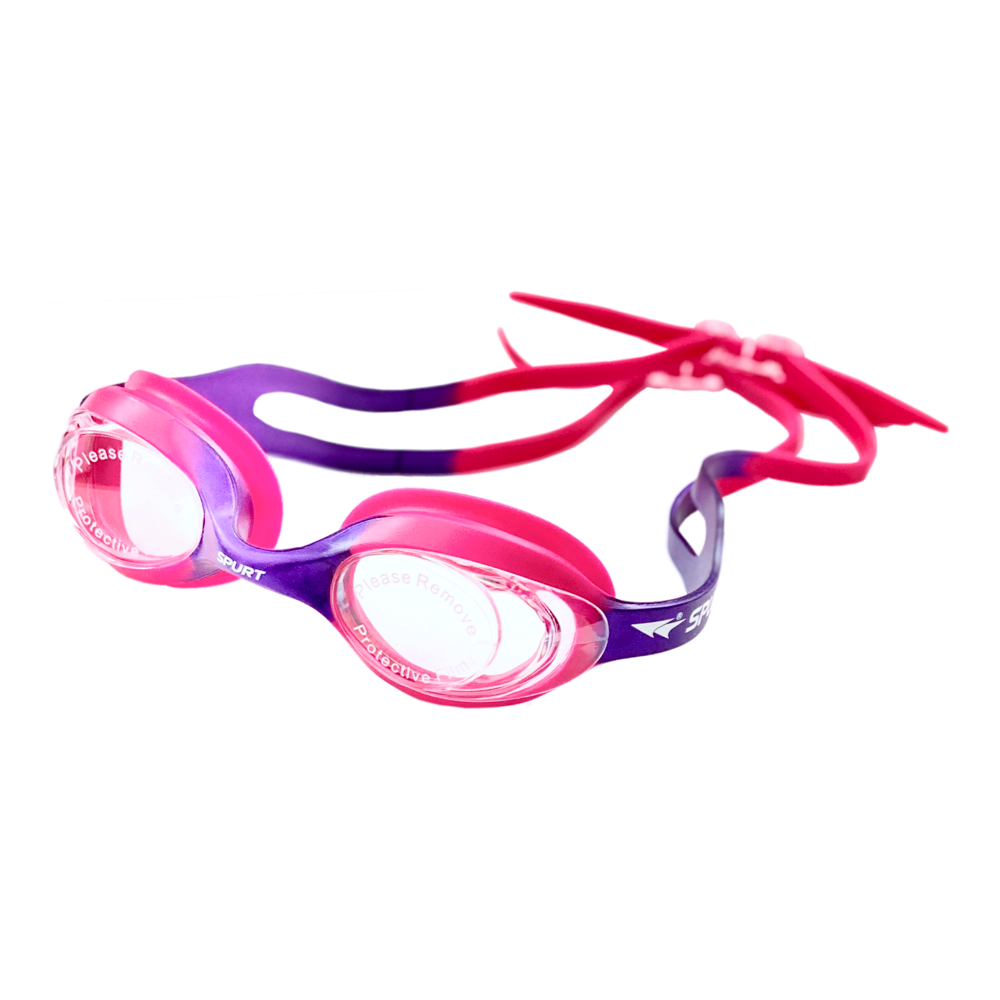 Spurt Blaze Sil 6 Junior Goggle in Bright Pink and Purple with Clear Lens