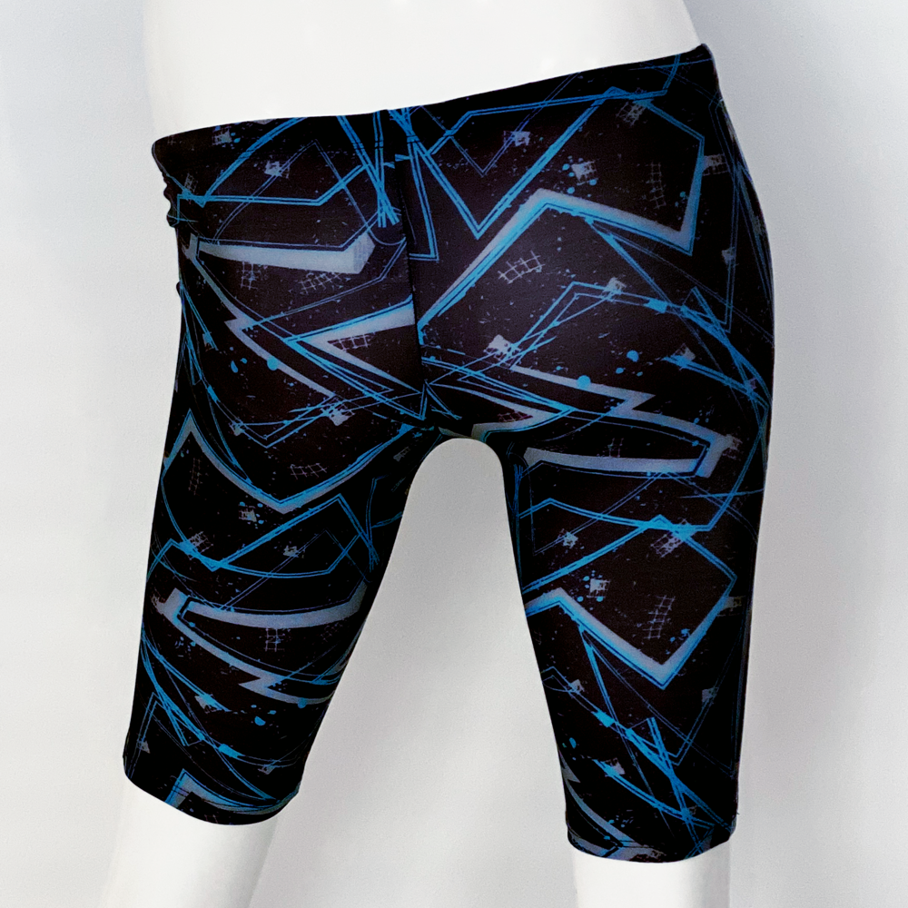 Extra Life Jammer Swimsuit in Full Print Geometric Teal