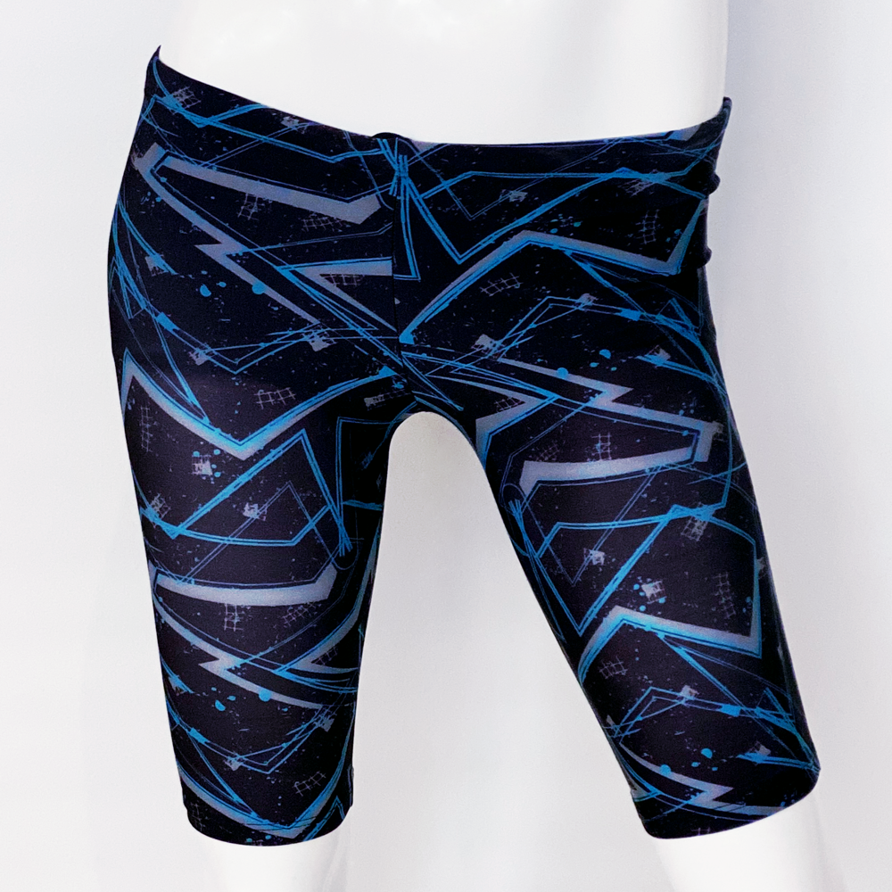 Extra Life Jammer Swimsuit in Full Print Geometric Teal