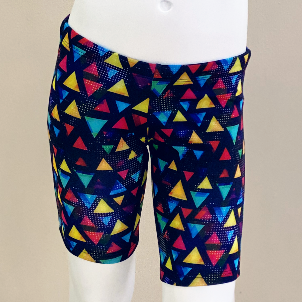 Extra Life Jammer Swimsuit in Full Print Multi Bright Triangle