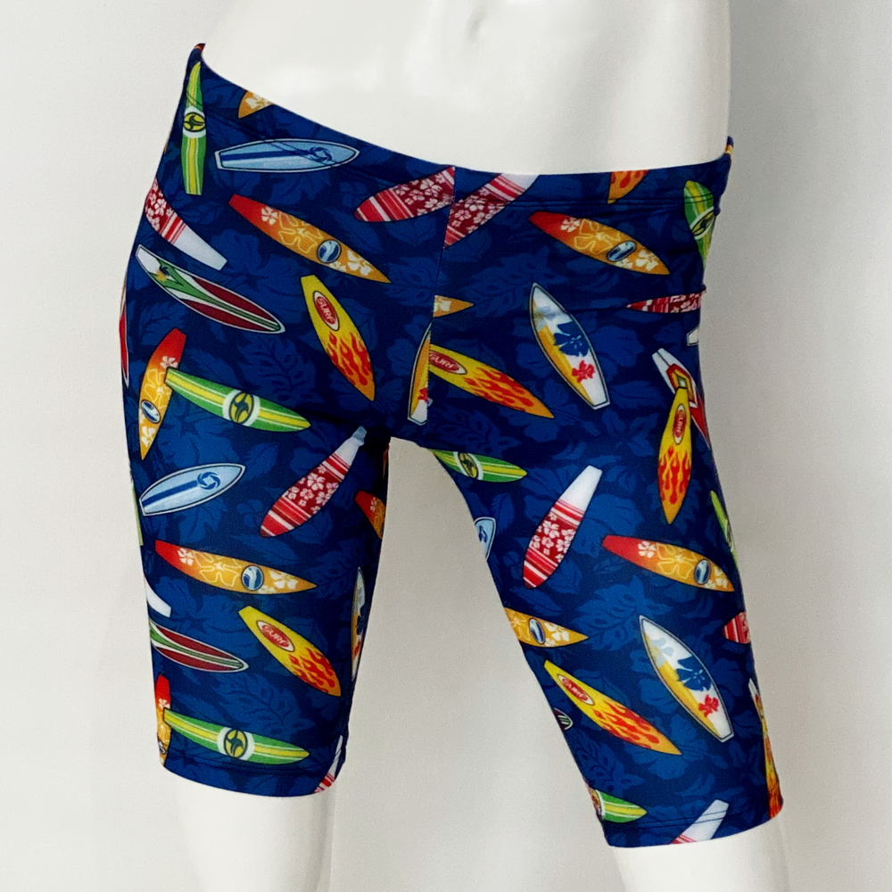 Extra Life Jammer Swimsuit in Full Print Navy with Surfboards