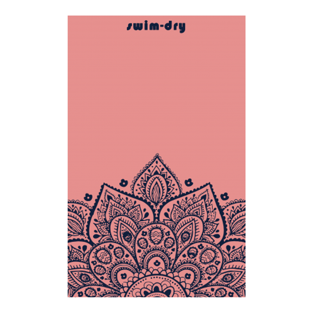 Swim-Dry Large Microfibre Towel Flowers Design in Navy and Pink