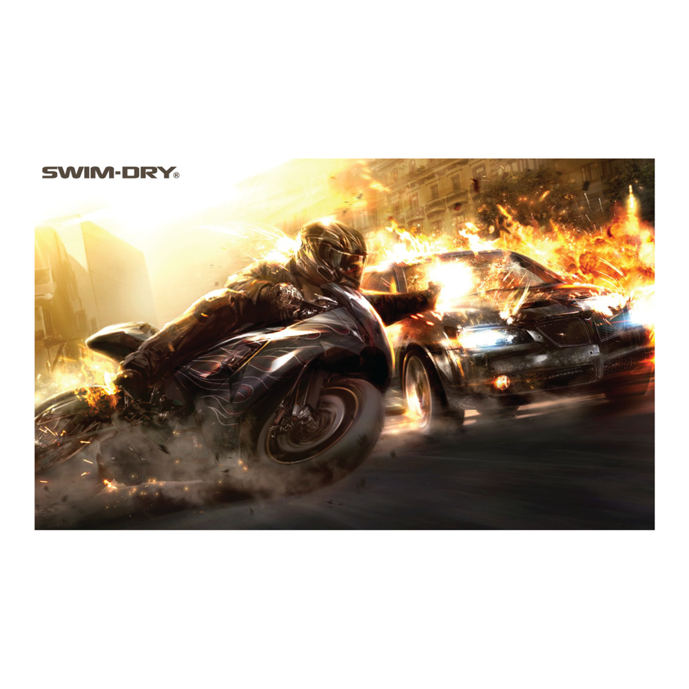 Swim-Dry Large Microfibre Towel Motorbike Design in Brown