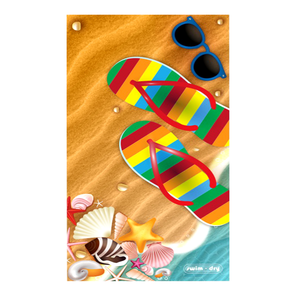 Swim-Dry Medium Microfibre Towel Slip Slops Design in Yellow