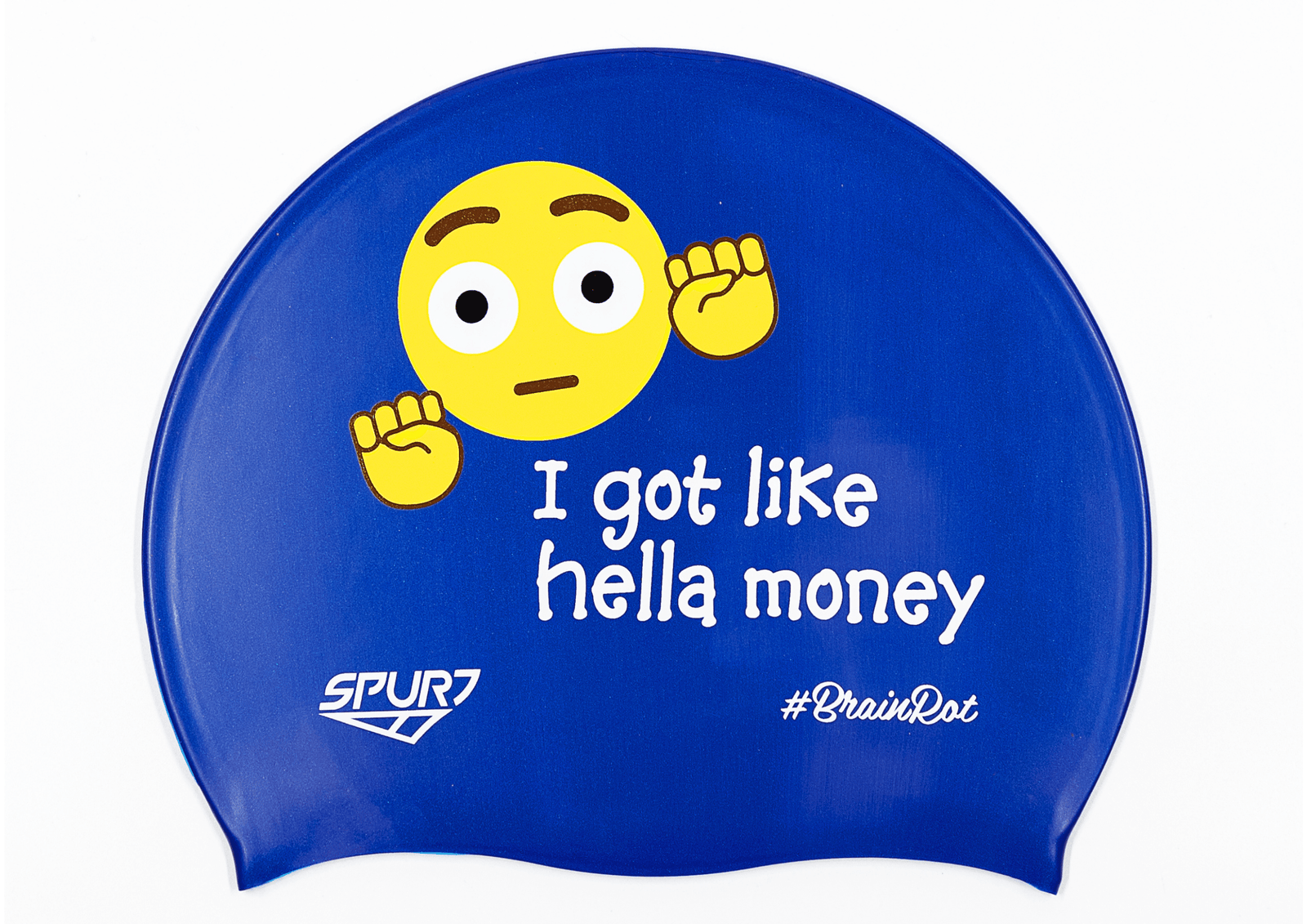 BrainRot Hella Money on SE25 Dark Blue Spurt Silicone Swim Cap